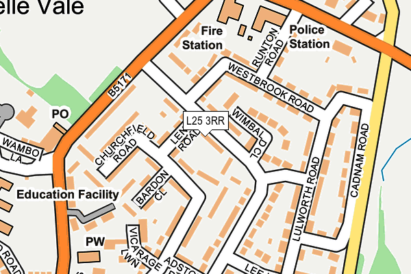 L25 3RR map - OS OpenMap – Local (Ordnance Survey)