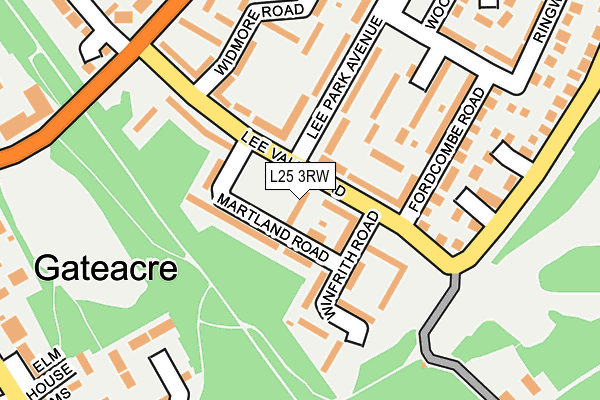 L25 3RW map - OS OpenMap – Local (Ordnance Survey)