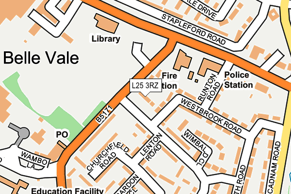 L25 3RZ map - OS OpenMap – Local (Ordnance Survey)