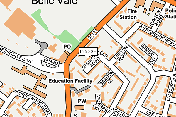 L25 3SE map - OS OpenMap – Local (Ordnance Survey)