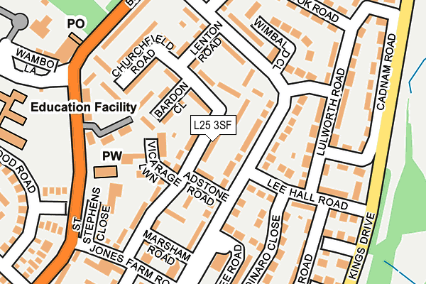 L25 3SF map - OS OpenMap – Local (Ordnance Survey)