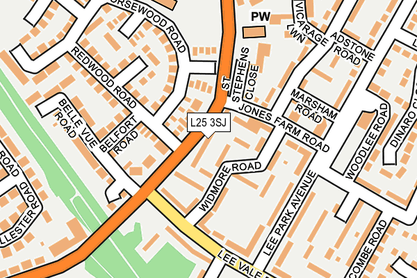 L25 3SJ map - OS OpenMap – Local (Ordnance Survey)
