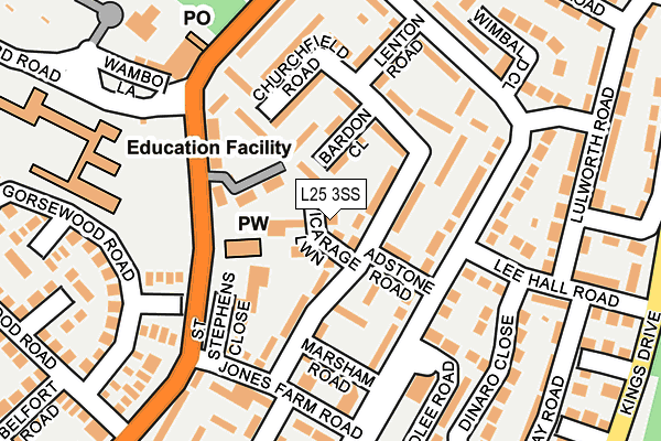 L25 3SS map - OS OpenMap – Local (Ordnance Survey)