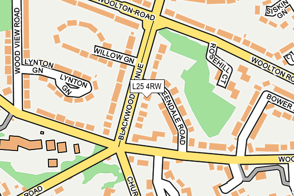 L25 4RW map - OS OpenMap – Local (Ordnance Survey)