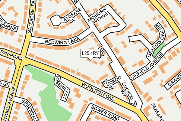 L25 4RY map - OS OpenMap – Local (Ordnance Survey)