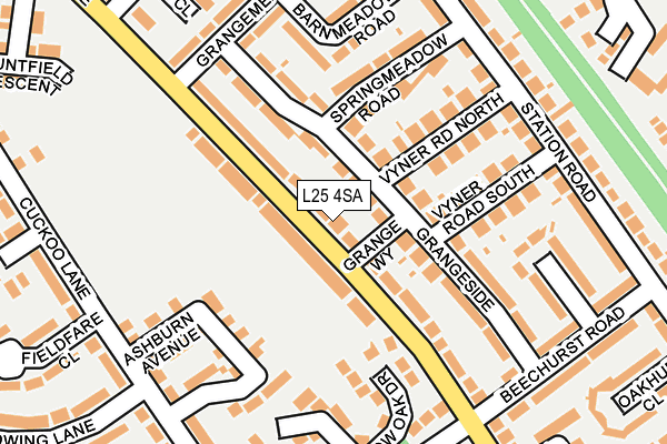 L25 4SA map - OS OpenMap – Local (Ordnance Survey)