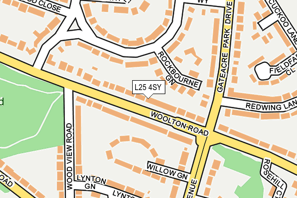 L25 4SY map - OS OpenMap – Local (Ordnance Survey)