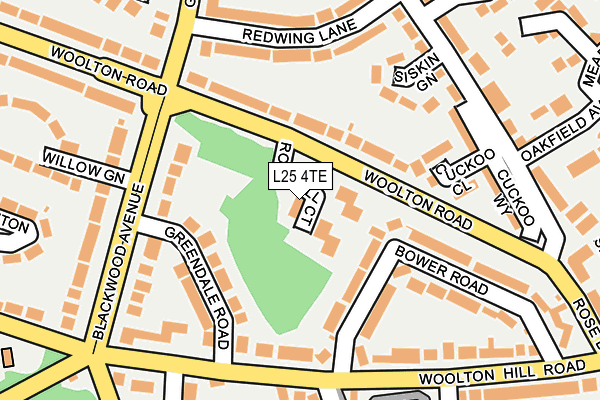 L25 4TE map - OS OpenMap – Local (Ordnance Survey)