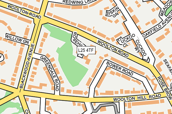 L25 4TF map - OS OpenMap – Local (Ordnance Survey)