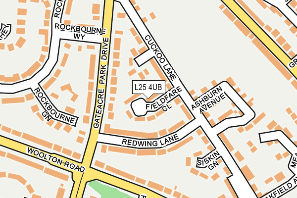 L25 4UB map - OS OpenMap – Local (Ordnance Survey)