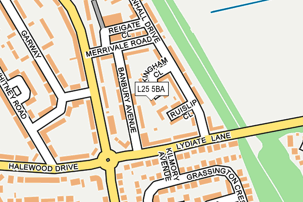 L25 5BA map - OS OpenMap – Local (Ordnance Survey)