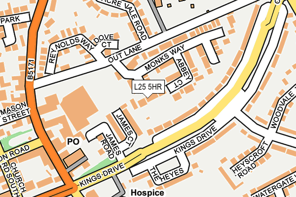 L25 5HR map - OS OpenMap – Local (Ordnance Survey)