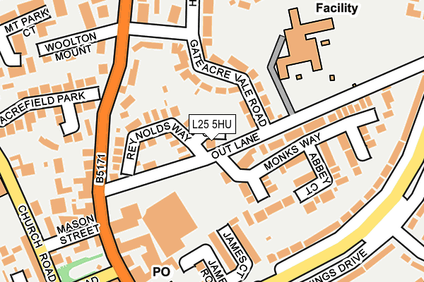 L25 5HU map - OS OpenMap – Local (Ordnance Survey)