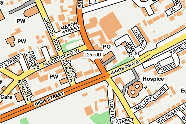 L25 5JD map - OS OpenMap – Local (Ordnance Survey)