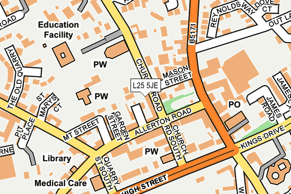 L25 5JE map - OS OpenMap – Local (Ordnance Survey)