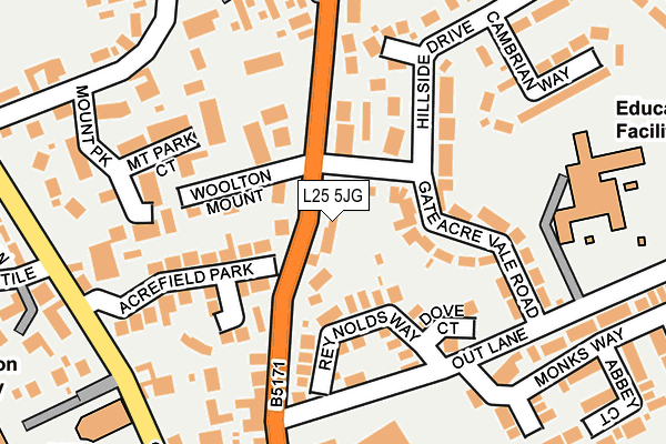 L25 5JG map - OS OpenMap – Local (Ordnance Survey)