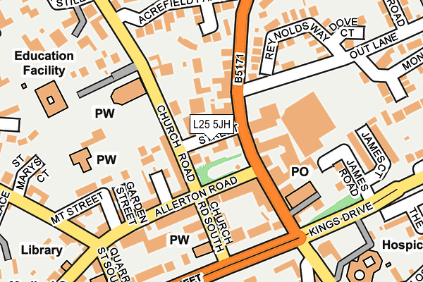 L25 5JH map - OS OpenMap – Local (Ordnance Survey)