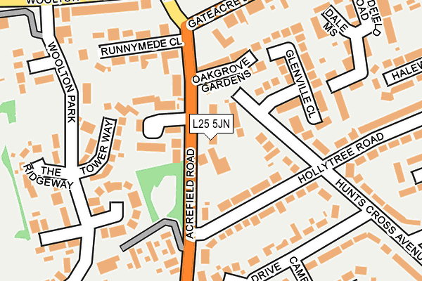 L25 5JN map - OS OpenMap – Local (Ordnance Survey)