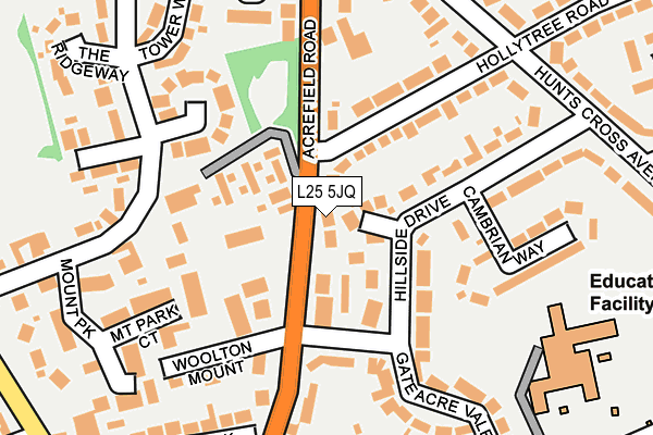 L25 5JQ map - OS OpenMap – Local (Ordnance Survey)