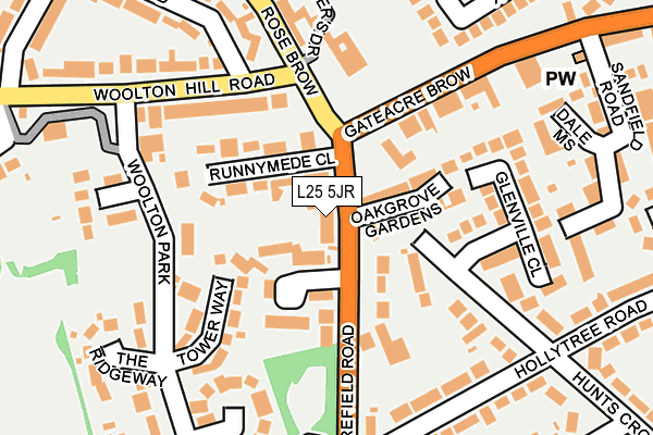 L25 5JR map - OS OpenMap – Local (Ordnance Survey)