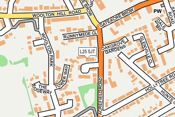 L25 5JT map - OS OpenMap – Local (Ordnance Survey)