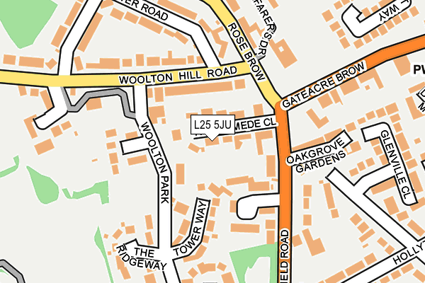 L25 5JU map - OS OpenMap – Local (Ordnance Survey)