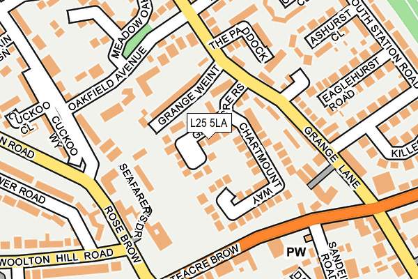 L25 5LA map - OS OpenMap – Local (Ordnance Survey)