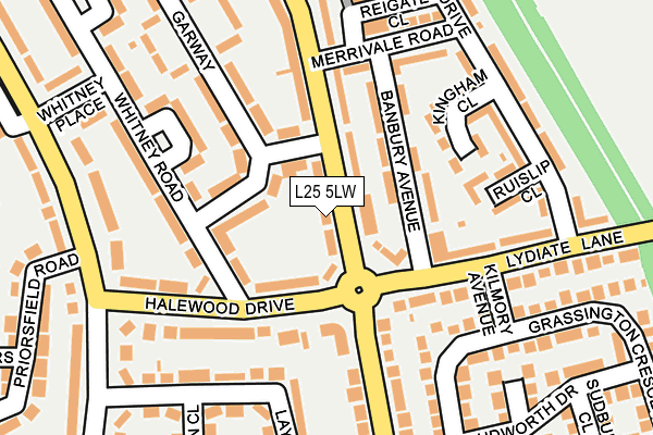 L25 5LW map - OS OpenMap – Local (Ordnance Survey)