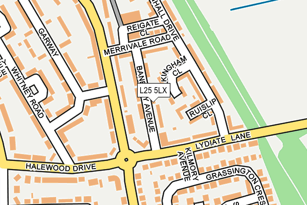 L25 5LX map - OS OpenMap – Local (Ordnance Survey)