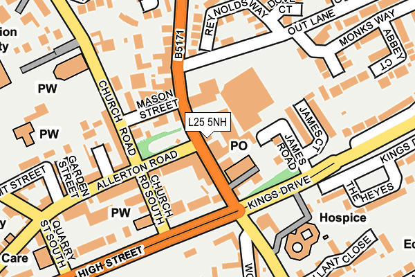 L25 5NH map - OS OpenMap – Local (Ordnance Survey)