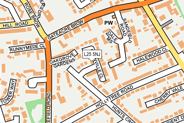 L25 5NJ map - OS OpenMap – Local (Ordnance Survey)