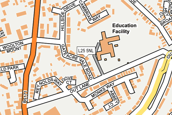 L25 5NL map - OS OpenMap – Local (Ordnance Survey)