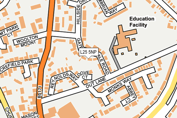 L25 5NP map - OS OpenMap – Local (Ordnance Survey)