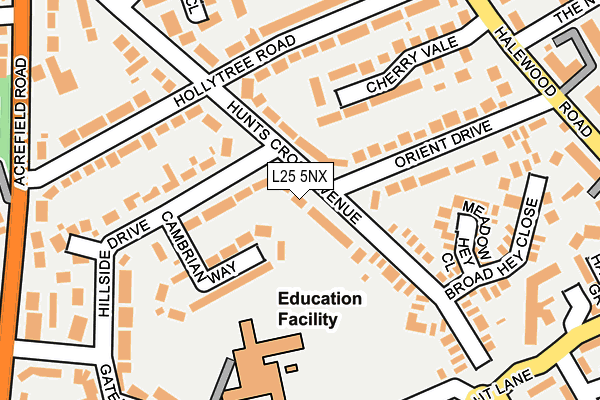 L25 5NX map - OS OpenMap – Local (Ordnance Survey)