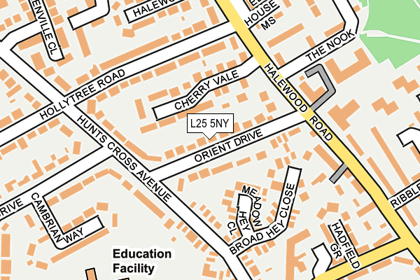 L25 5NY map - OS OpenMap – Local (Ordnance Survey)