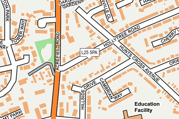 L25 5PA map - OS OpenMap – Local (Ordnance Survey)