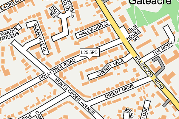 L25 5PD map - OS OpenMap – Local (Ordnance Survey)