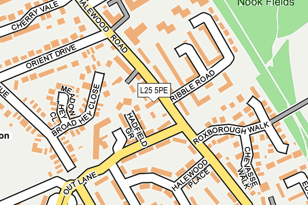 L25 5PE map - OS OpenMap – Local (Ordnance Survey)