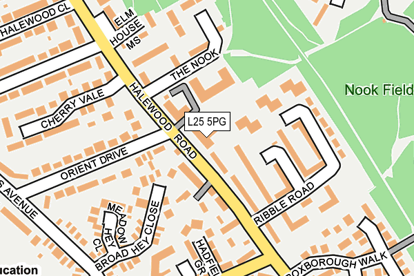 L25 5PG map - OS OpenMap – Local (Ordnance Survey)