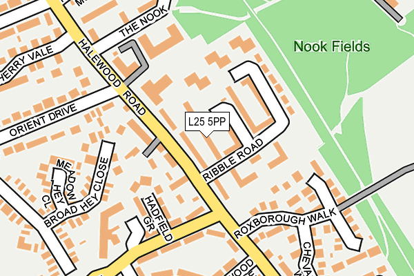 L25 5PP map - OS OpenMap – Local (Ordnance Survey)