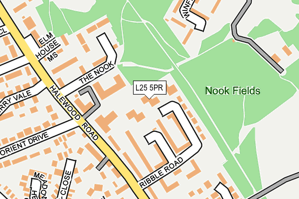 L25 5PR map - OS OpenMap – Local (Ordnance Survey)