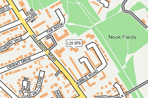 L25 5PS map - OS OpenMap – Local (Ordnance Survey)