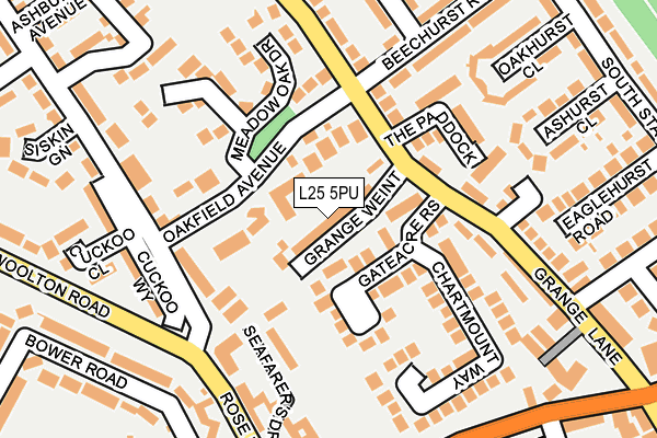 L25 5PU map - OS OpenMap – Local (Ordnance Survey)