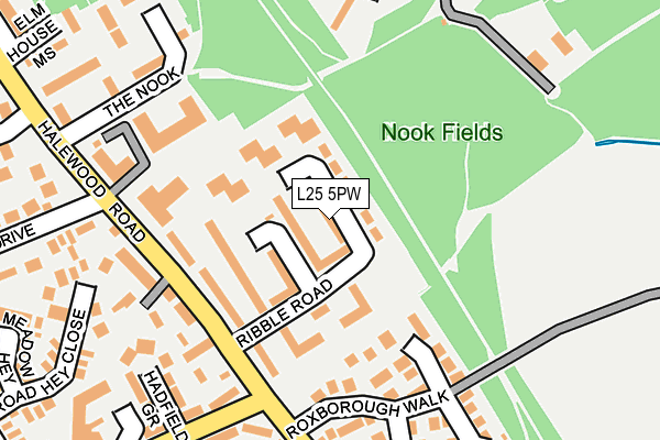 L25 5PW map - OS OpenMap – Local (Ordnance Survey)