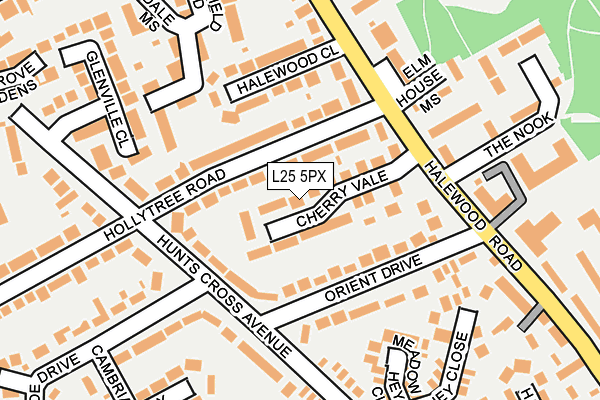 L25 5PX map - OS OpenMap – Local (Ordnance Survey)