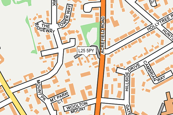 L25 5PY map - OS OpenMap – Local (Ordnance Survey)