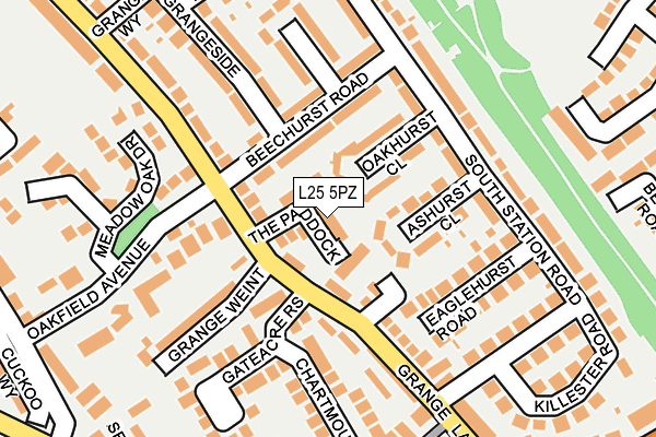 L25 5PZ map - OS OpenMap – Local (Ordnance Survey)