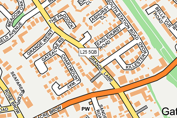 L25 5QB map - OS OpenMap – Local (Ordnance Survey)