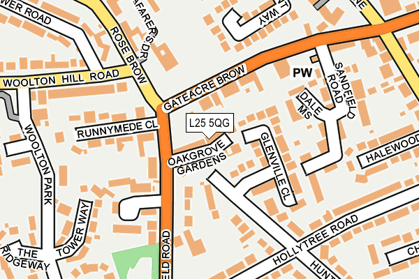 L25 5QG map - OS OpenMap – Local (Ordnance Survey)