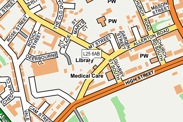L25 6AB map - OS OpenMap – Local (Ordnance Survey)